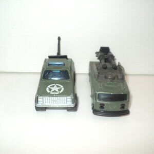 Lot of 2 Majorette Military Army Vehicles Pickup Truck & Rocket Launcher 1990's